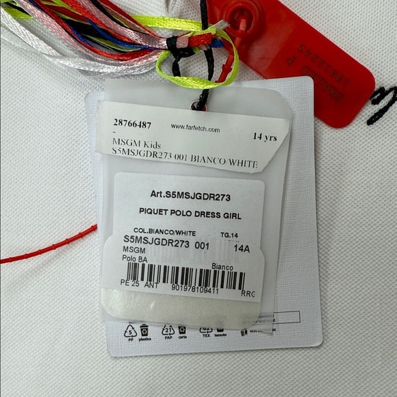 MSGM Piquet Cotton Flared Polo Dress White with Embroidered Logo NWT Kids 14 - Picture 7 of 9